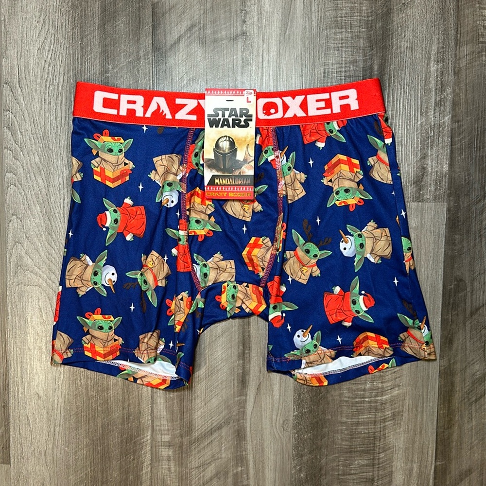 Star Wars The Mandalorian Baby Yoda Christmas Crazy Boxer Boxer Brief - Large